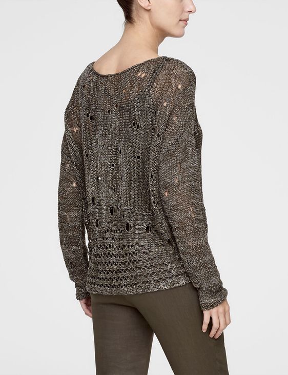 Sarah Pacini SHORT LINEN SWEATER - CROCHET