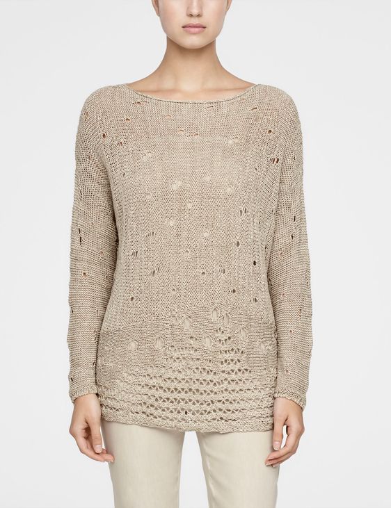 Sarah Pacini Pull long en lin, détails crochet