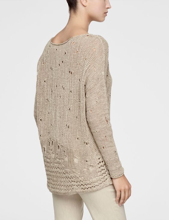 Sarah Pacini Pull long en lin, détails crochet