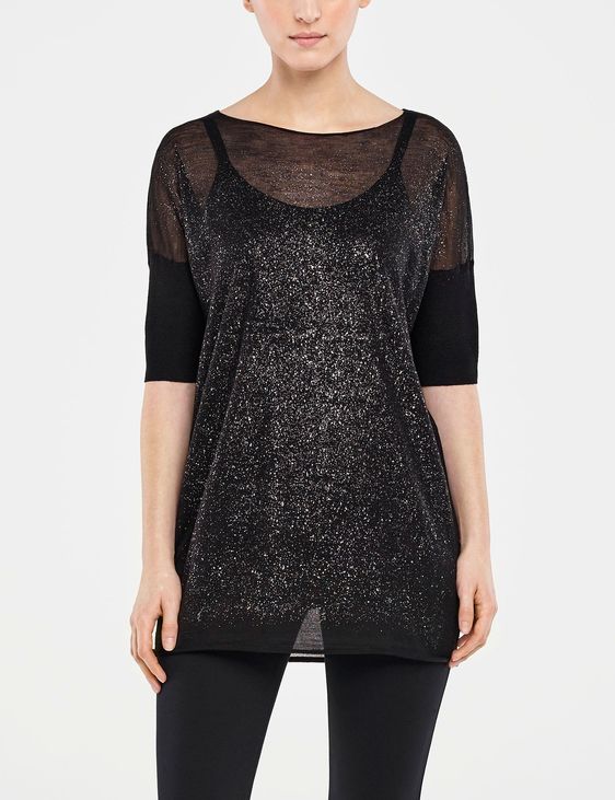 Sarah Pacini TRANSLUCENT SWEATER - SILVER DETAIL