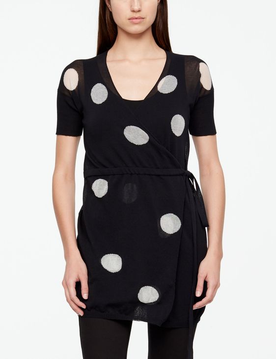 Sarah Pacini PULL LONG EN COTON - MOTIF À POIS