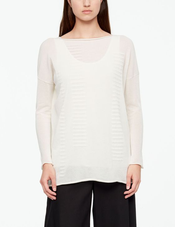 Sarah Pacini COTTON SWEATER LANG - GESTREIFT