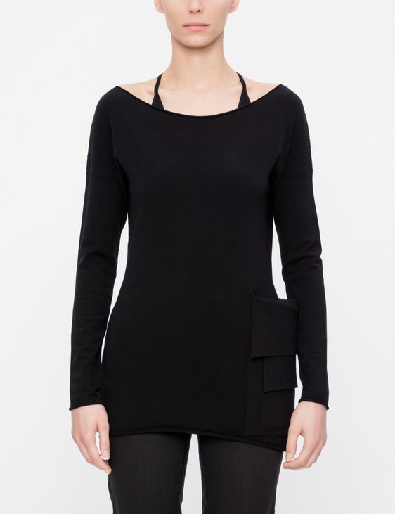 Sarah Pacini SWEATER MIT AUFGESETZTER DUO-TASCHE