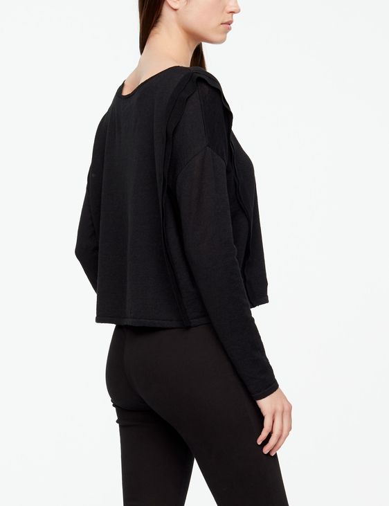 Sarah Pacini LINEN SWEATER - ASYMMETRIC COLLAR