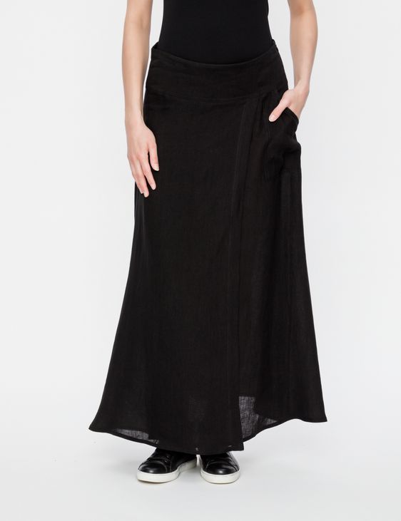 Sarah Pacini MAXI LINEN WRAP SKIRT