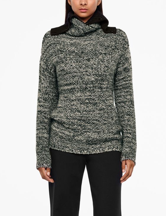 Sarah Pacini MERINO-ALPAKA-SWEATER - GEKNÖPFTER KRAGEN