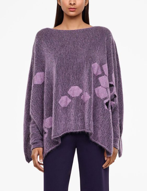Sarah Pacini JACQUARD PONCHO - LANGE MOUWEN