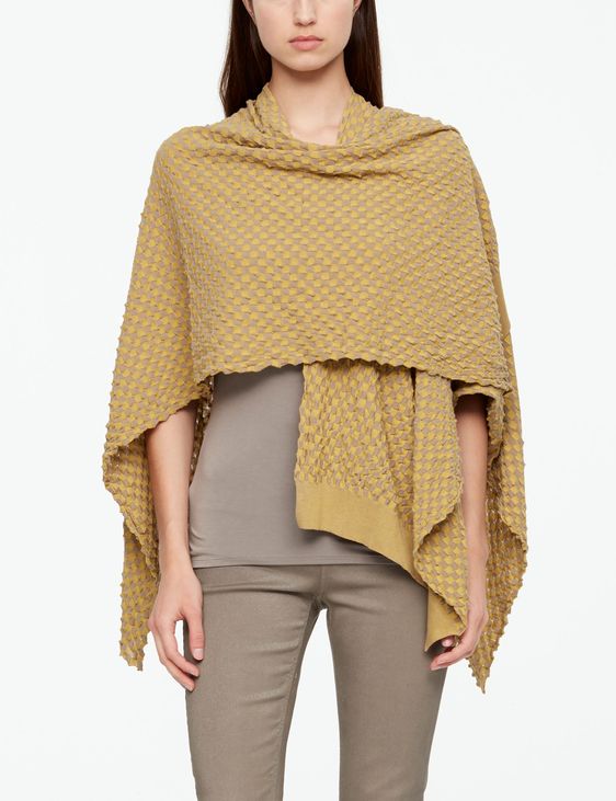 Sarah Pacini PONCHO - MAKO COTTON IN SCHACHBRETT OPTIK