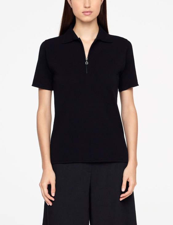 Sarah Pacini POLO SWEATER - ZIPPER