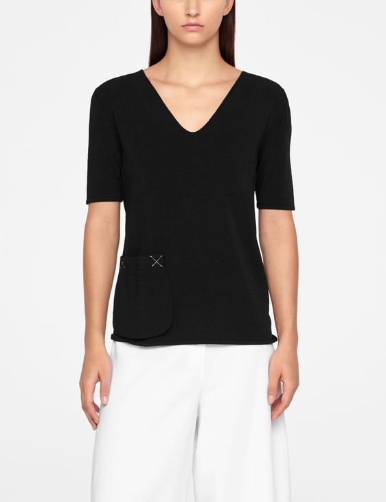 Sarah Pacini PULL COL V - POCHE APPLIQUÉE