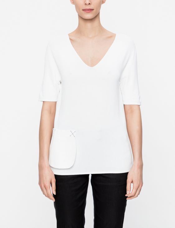 Sarah Pacini PULL COL V - POCHE APPLIQUÉE