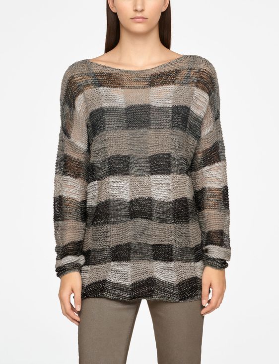 Sarah Pacini LONG LINEN SWEATER - CHECKERED