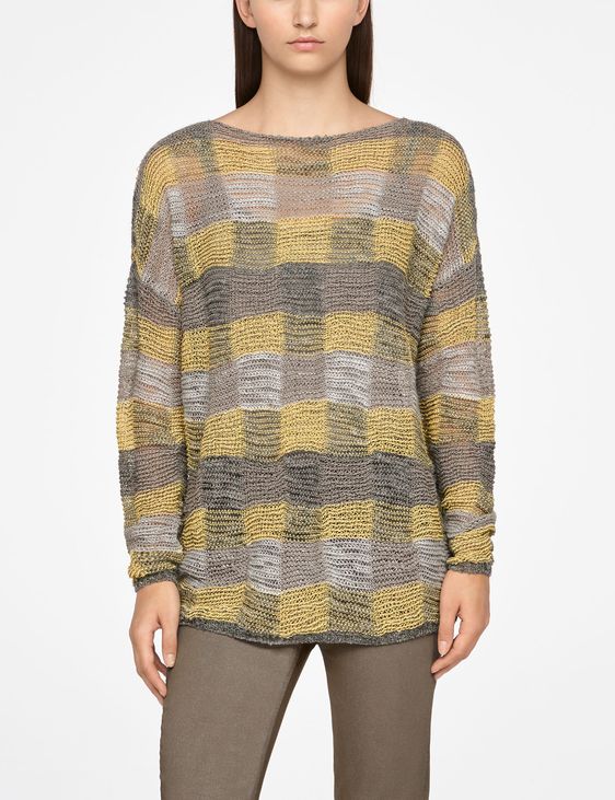Sarah Pacini LONG LINEN SWEATER - CHECKERED