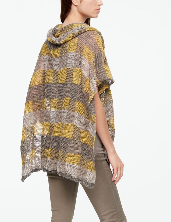 Sarah Pacini LINEN PONCHO - CHECKERED