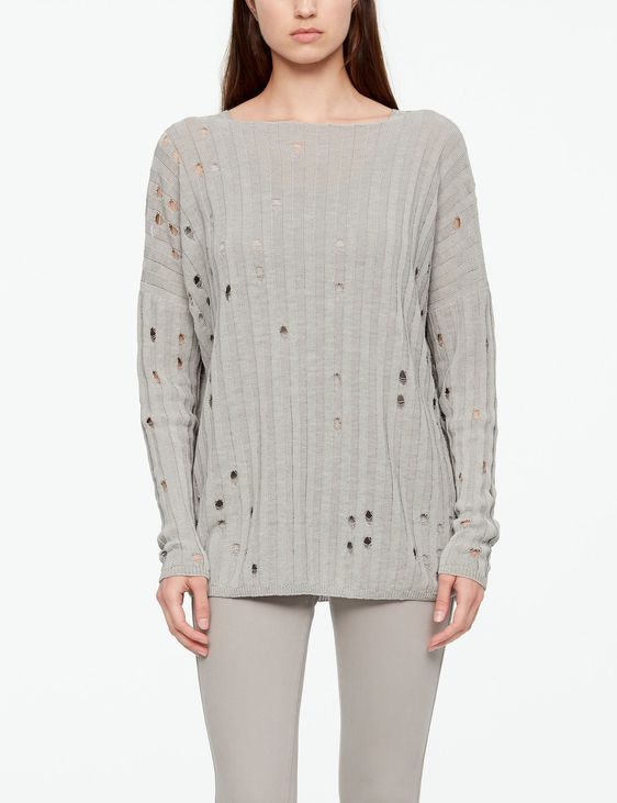 Sarah Pacini LEINEN-SWEATER - GELOCHT