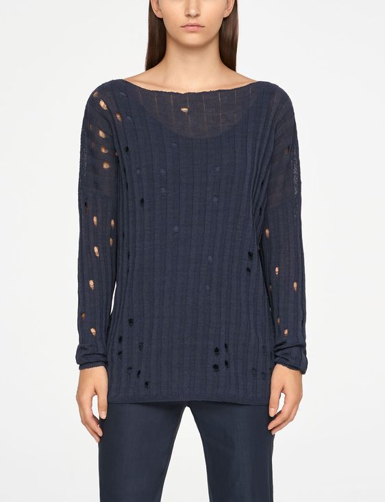Sarah Pacini LEINEN-SWEATER - GELOCHT
