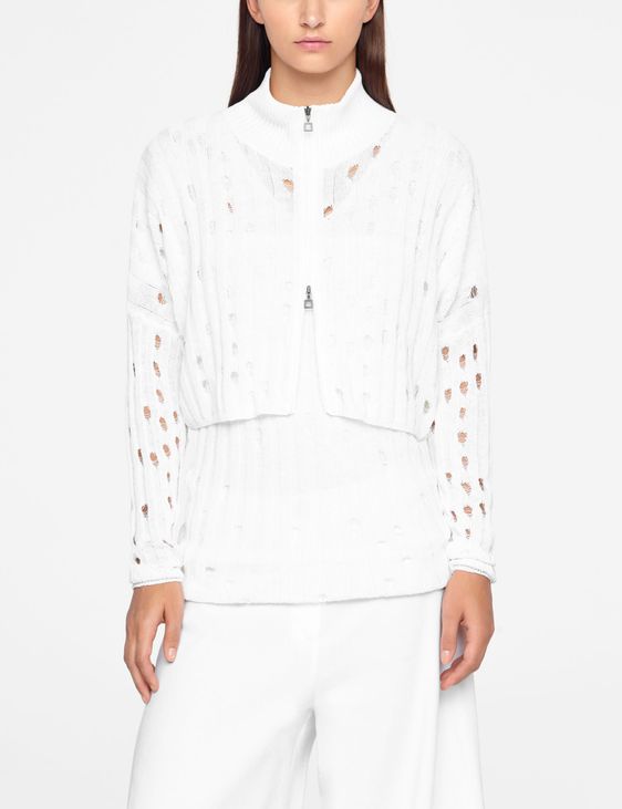 Sarah Pacini LEINEN-CARDIGAN - GELOCHT