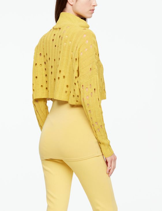 Sarah Pacini LEINEN-CARDIGAN - GELOCHT