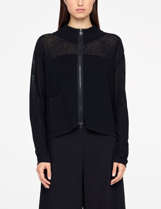 Sarah Pacini LINEN CARDIGAN - PATCH POCKETS