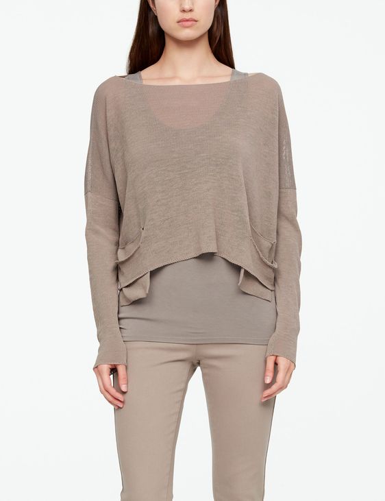 Sarah Pacini LINEN SWEATER - SLIT POCKETS