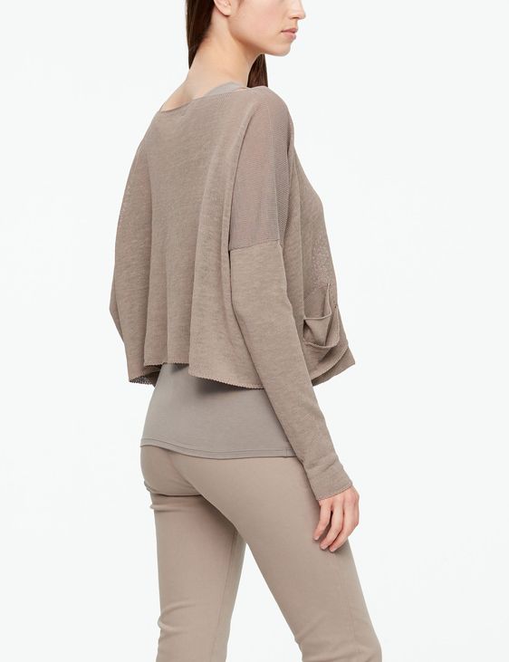 Sarah Pacini LINEN SWEATER - SLIT POCKETS