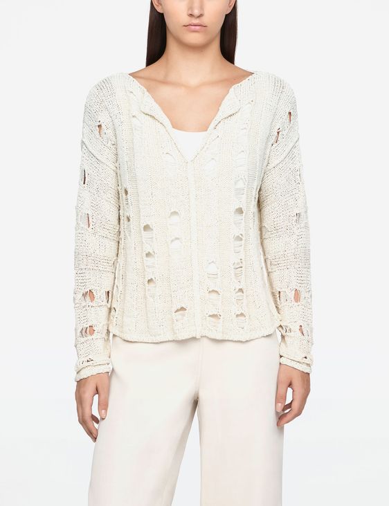 Sarah Pacini PULL COL V - MAILLE AJOURÉE