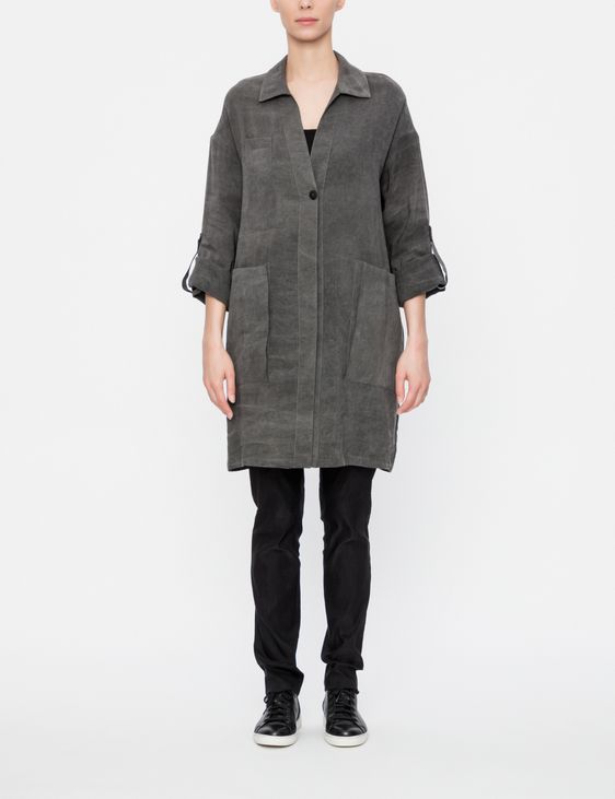 Sarah Pacini LEINENJACKE - AUFGESETZTE TASCHEN