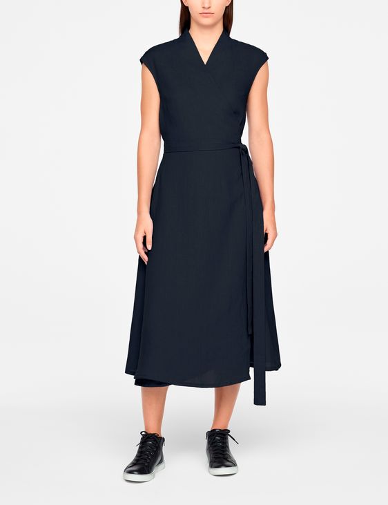 Sarah Pacini LINEN WRAP DRESS - MAXI