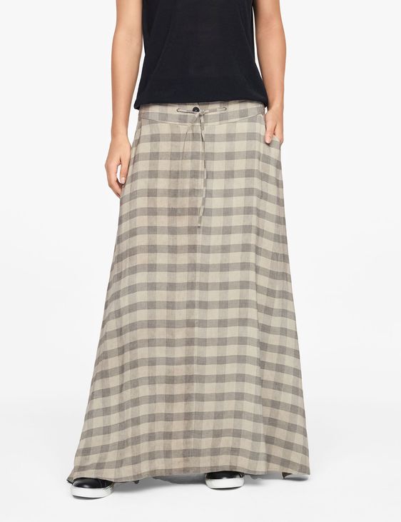 Sarah Pacini LINEN SKIRT MAXI - TARTAN