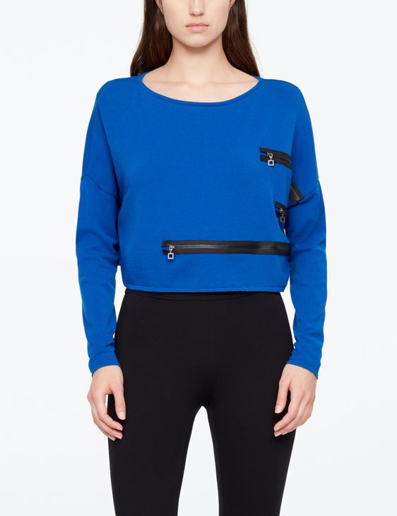 Sarah Pacini CROPPED SWEATER - ZIP DETAILS