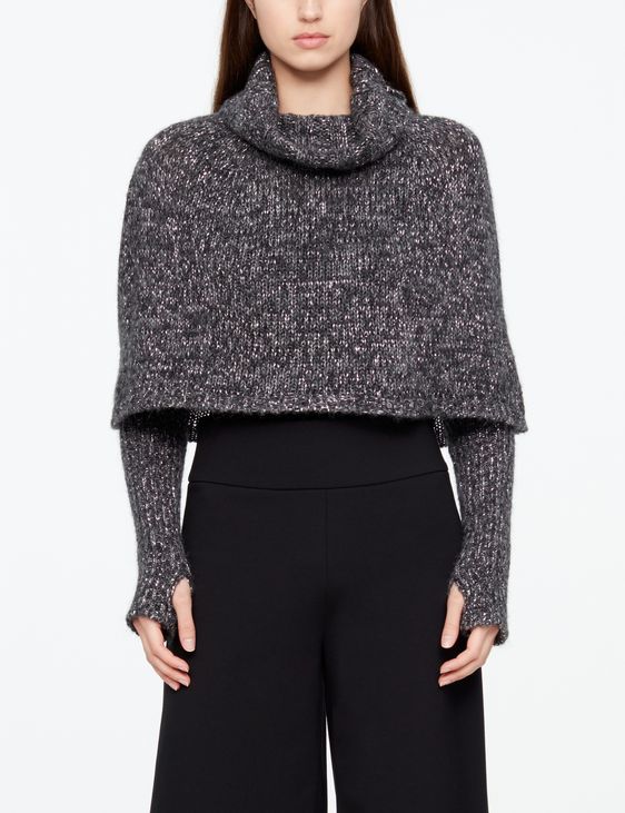 Sarah Pacini CHINÉ PONCHO - RIBBED SLEEVES
