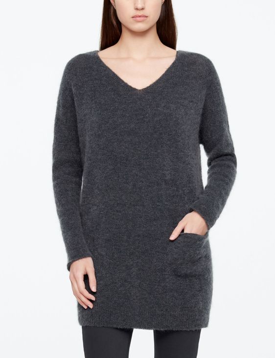 Sarah Pacini MOHAIR-MERINO-PULLOVER MIT V-AUSSCHNITT
