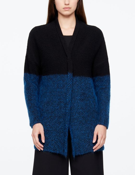 Sarah Pacini LANGER CARDIGAN - FISCHGRÄTENMUSTER
