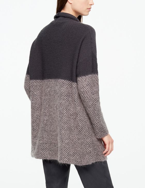 Sarah Pacini LANGER CARDIGAN - FISCHGRÄTENMUSTER