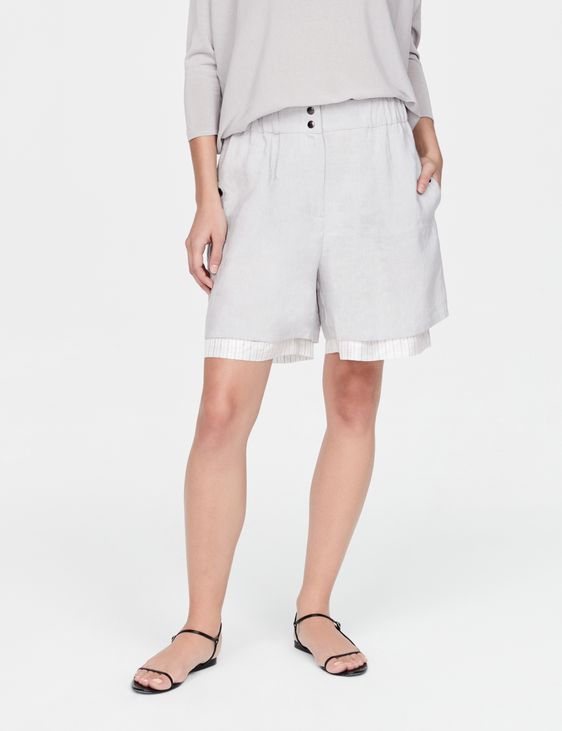 Sarah Pacini Bermudas en lin - rayures