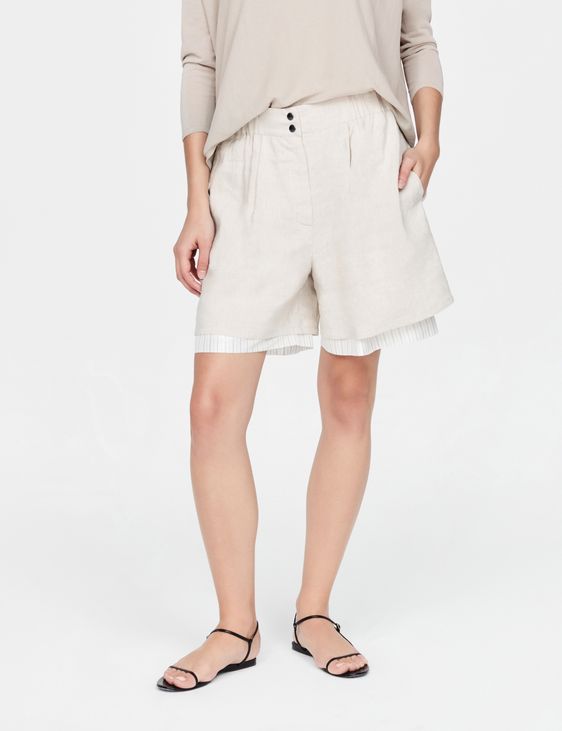 Sarah Pacini Bermudas en lin - rayures