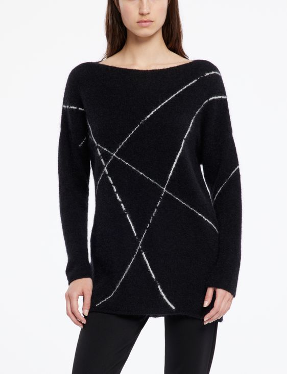 Sarah Pacini Pull long mohair-mérinos - lignes