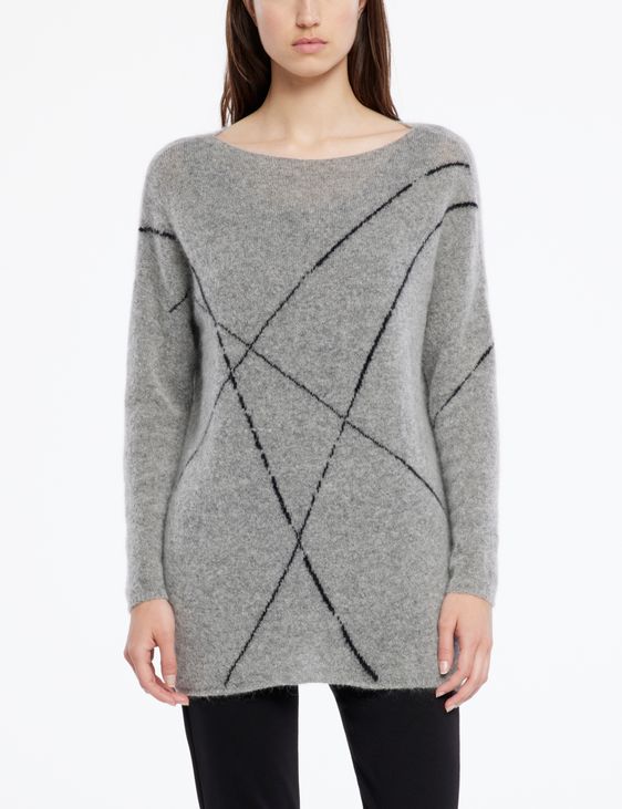 Sarah Pacini Pull long mohair-mérinos - lignes