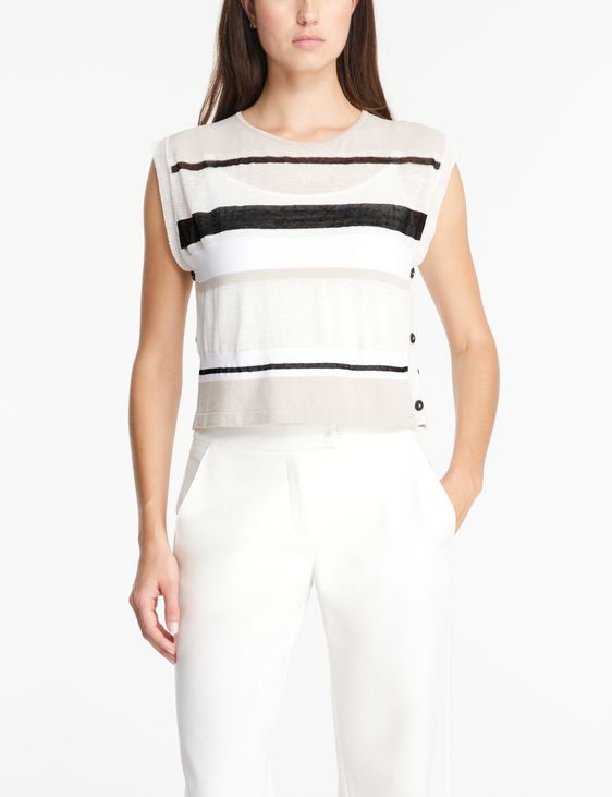 Sarah Pacini Striped sweater - side buttons