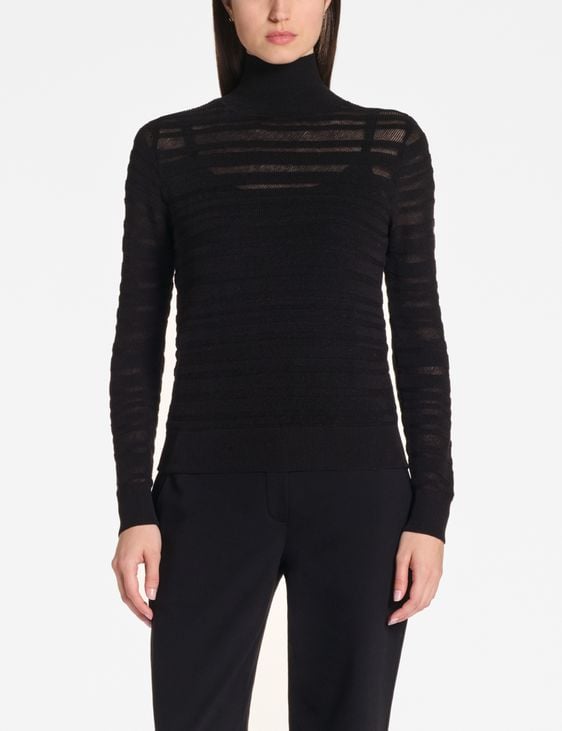 Sarah Pacini Mockneck sweater – 3D stripes