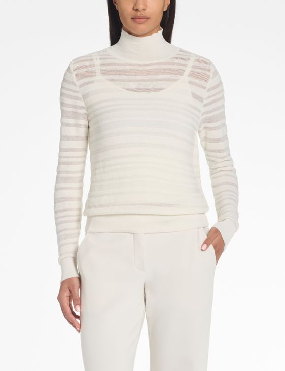 Sarah Pacini Mockneck sweater – 3D stripes