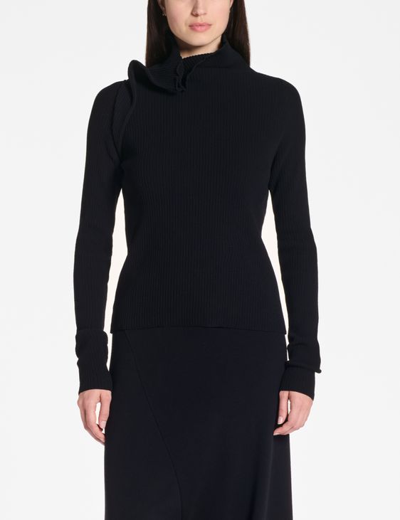Sarah Pacini Asymmetrischer Pullover – originelles Bündchen