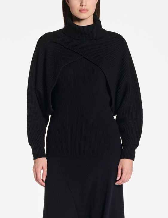 Sarah Pacini Poncho – maille côtelée