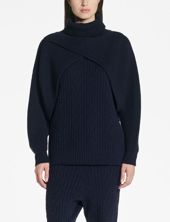 Sarah Pacini Poncho – maille côtelée