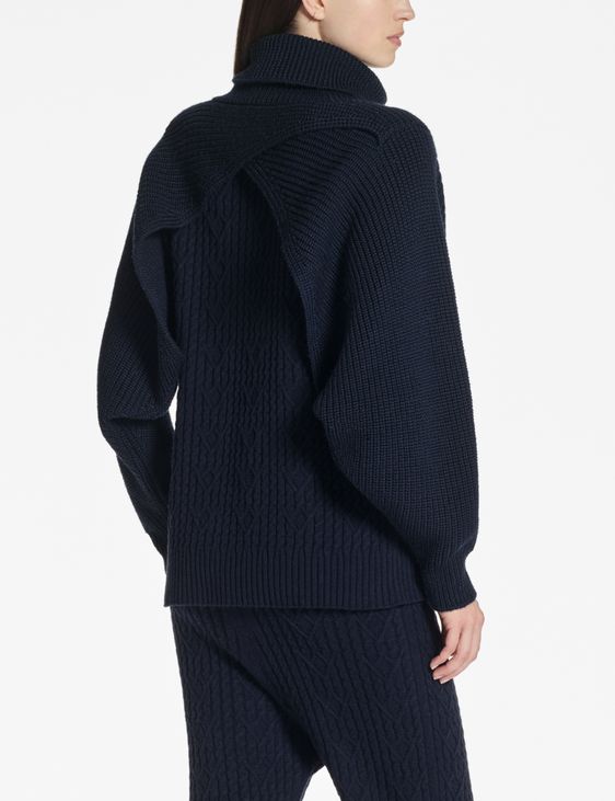 Sarah Pacini Poncho – maille côtelée