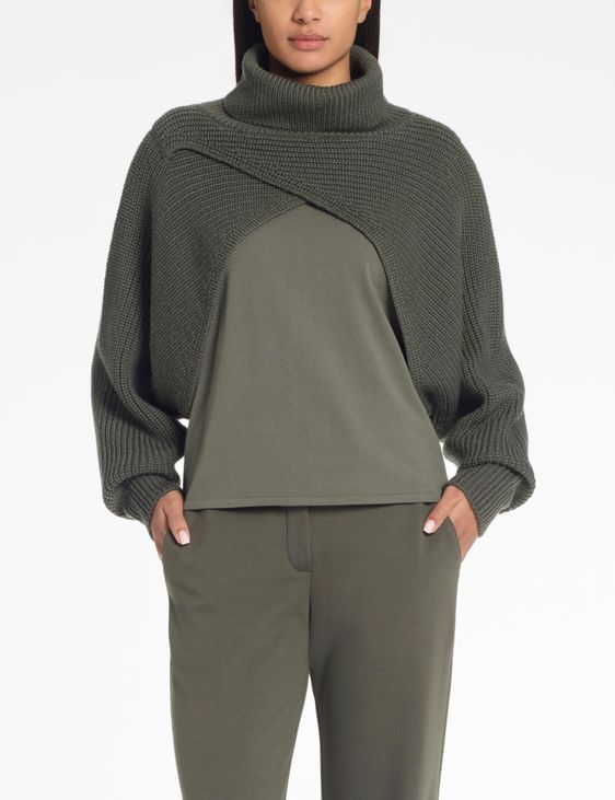 Sarah Pacini Poncho – maille côtelée