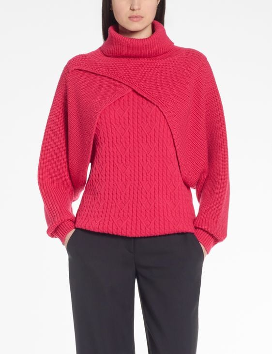 Sarah Pacini Poncho – maille côtelée