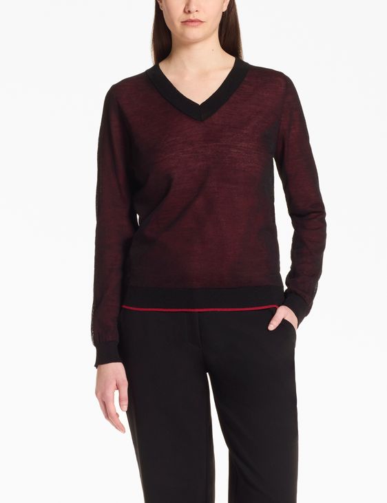 Sarah Pacini V-neck sweater – layered voile