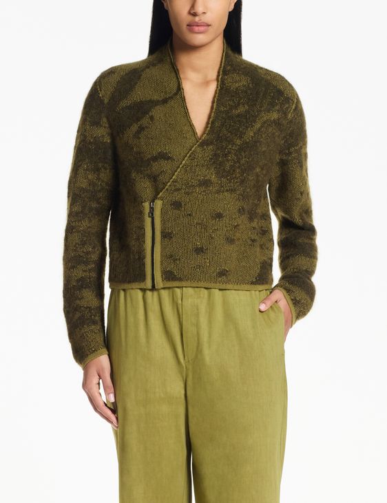 Sarah Pacini Cropped cardigan – plush jacquard
