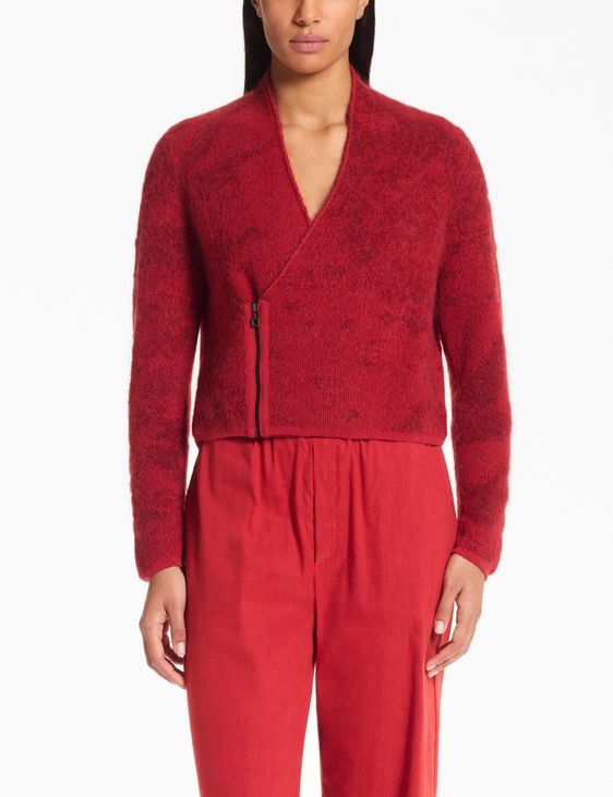 Sarah Pacini Cropped cardigan – plush jacquard
